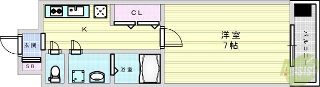 アドバンス新大阪5(1K/12階)の間取り写真