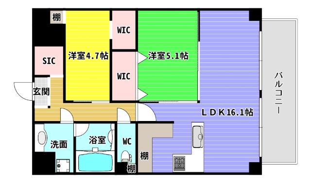 ブエナビスタ阿波座タワー(2LDK/11階)の間取り写真