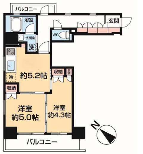 アート不動前(2K/2階)の間取り写真