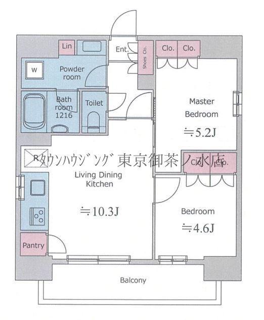 クロスレジデンス神田神保町(2LDK/12階)の間取り写真