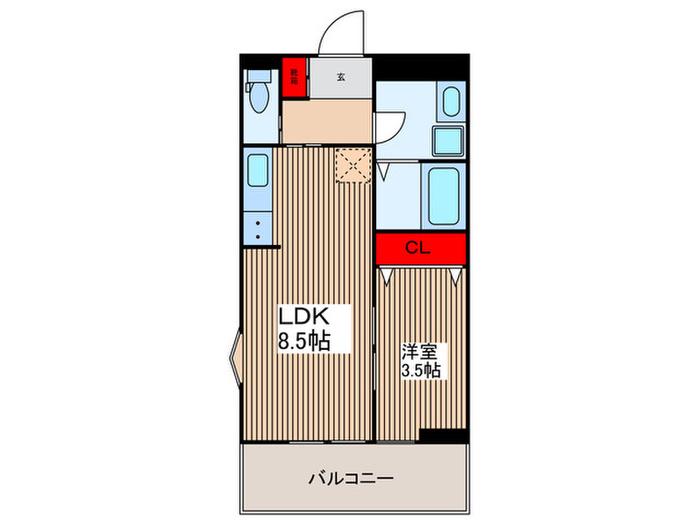 リーブルファイン浦和美園(1LDK/1階)の間取り写真
