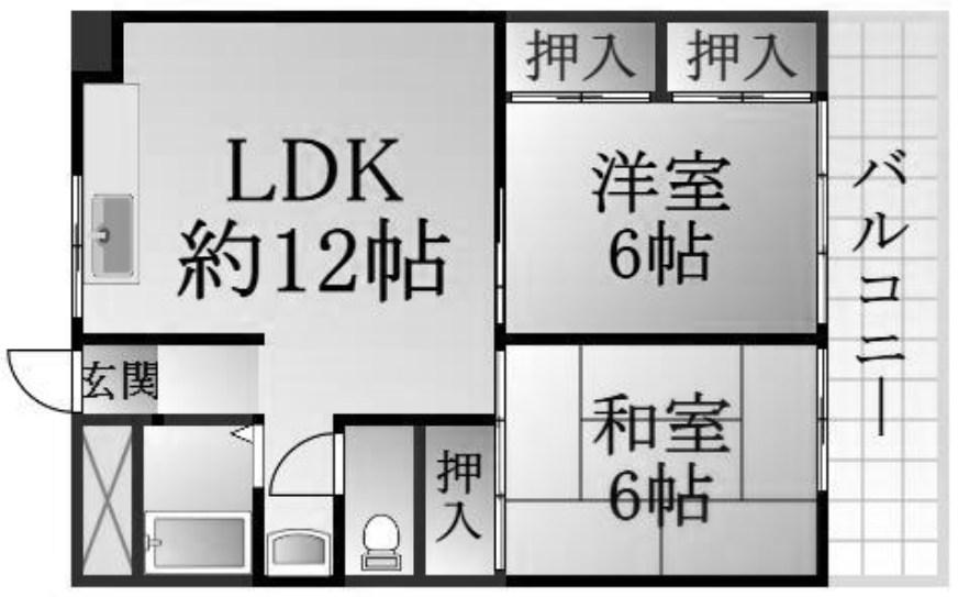 第2窪田マンション(2LDK/2階)の間取り写真