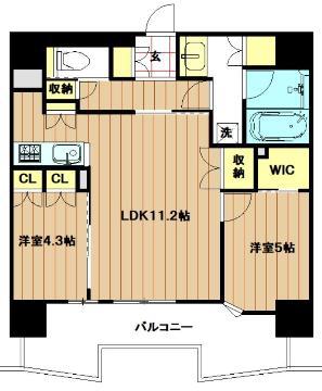 STANZ四天王寺夕陽丘(2LDK/12階)の間取り写真
