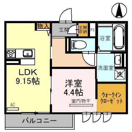SINFARIAYUZATO A棟(1LDK/2階)の間取り写真