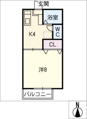 エスティーム天伯 F棟(1K/1階)の間取り写真