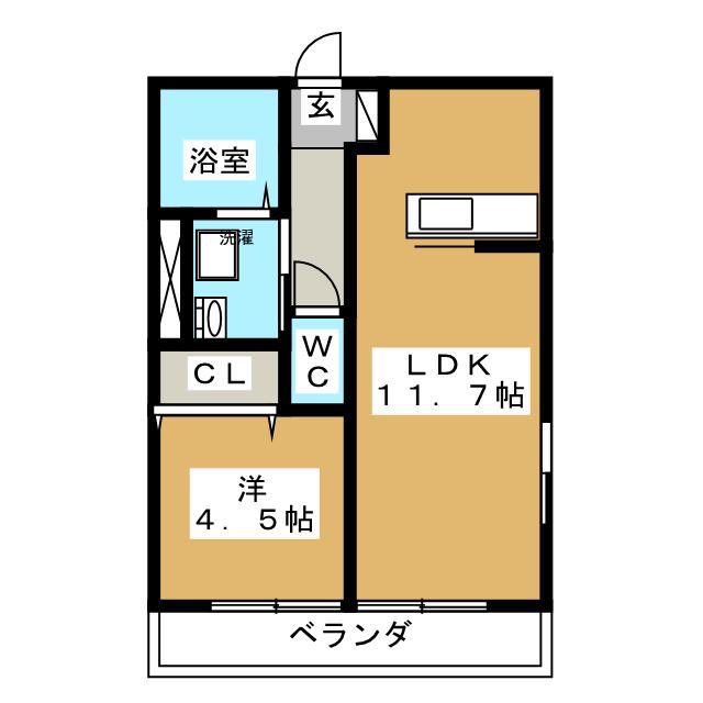 ヒラソル(1LDK/3階)の間取り写真