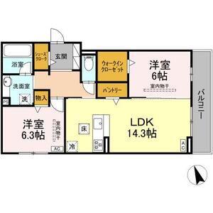 セイグレイス(2LDK/1階)の間取り写真