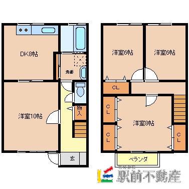 サザンコーポ堤(4DK/1階)の間取り写真