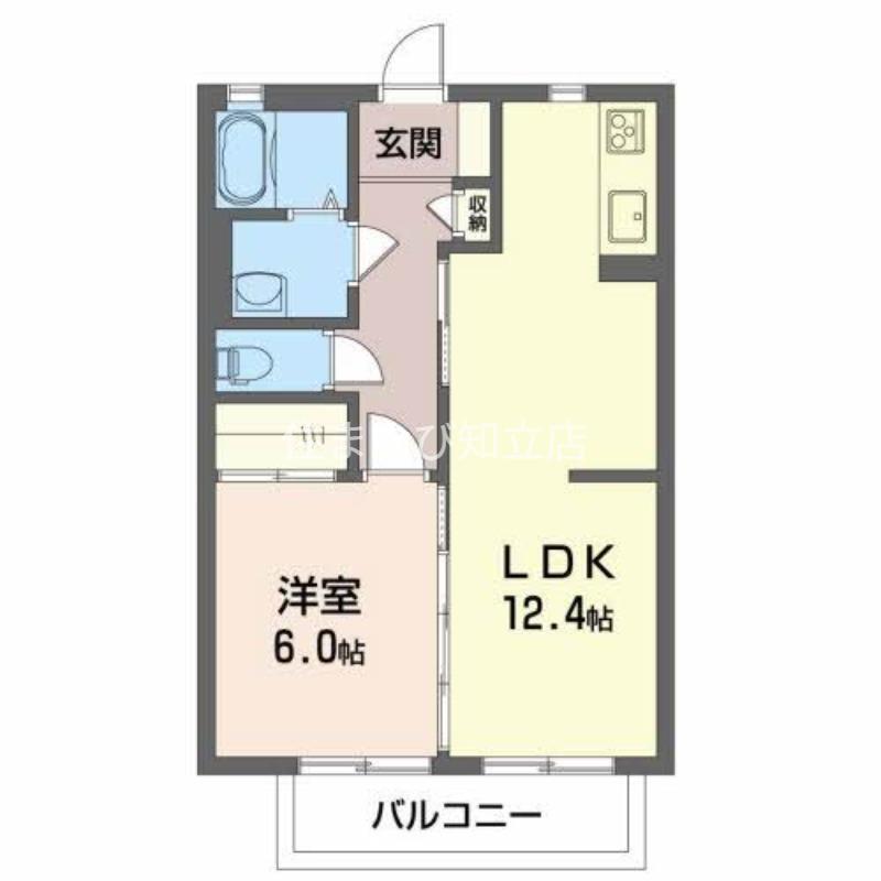 パークサイド篠目(1LDK/1階)の間取り写真