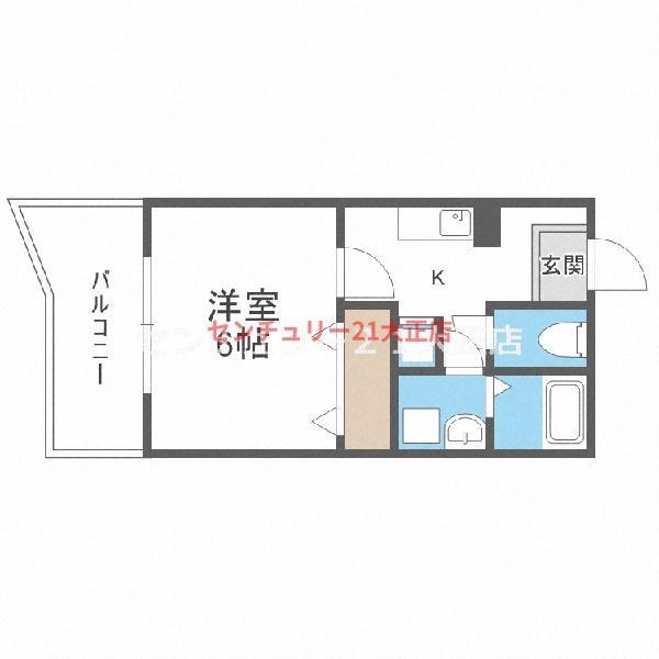 シャトー弁天参番館(1K/8階)の間取り写真