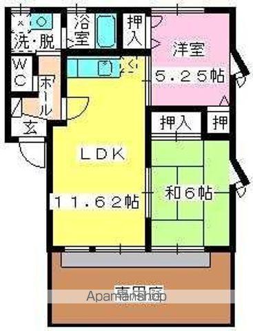 シャンポール入部(2LDK/1階)の間取り写真