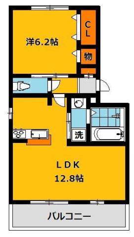 エクリプス(1LDK/2階)の間取り写真