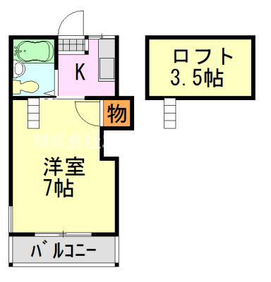 グランドハイツ千葉寺町(1K/2階)の間取り写真