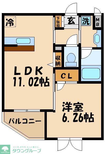 ピアッツァ経堂(1LDK/1階)の間取り写真