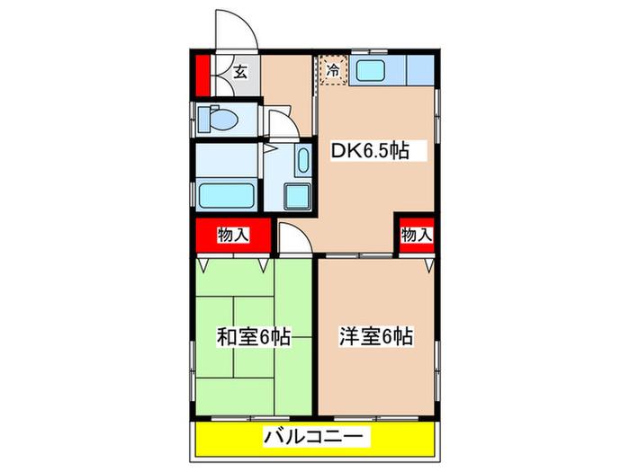 Tサンハイツ(2DK/2階)の間取り写真