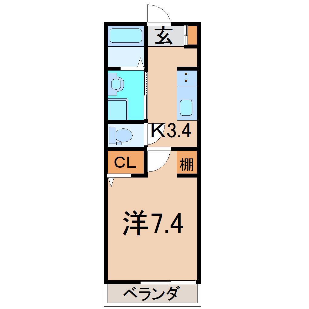 エアレンデル(1K/1階)の間取り写真