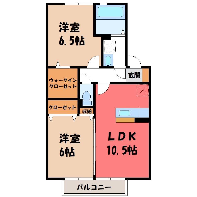 ラビウスコート A(2LDK/2階)の間取り写真