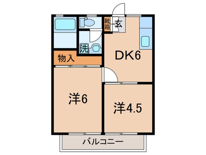 光喜ハイツ A棟(2DK/1階)の間取り写真