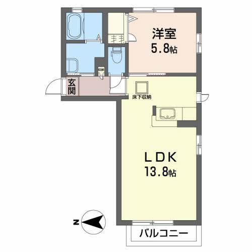 ラフィーネ市名坂 II(1LDK/1階)の間取り写真