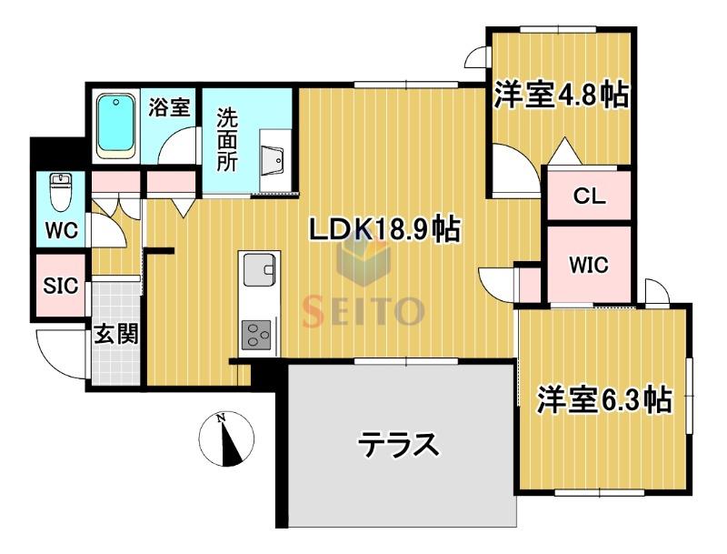 エトルミエール サクラ(2LDK/1階)の間取り写真