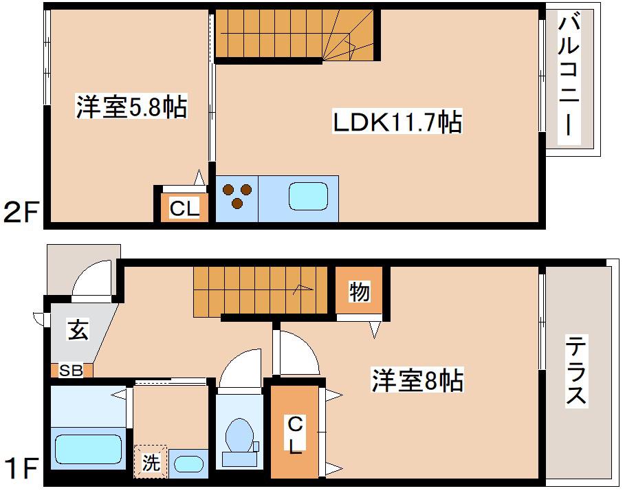 シャーメゾンウエスト(2LDK/1階)の間取り写真