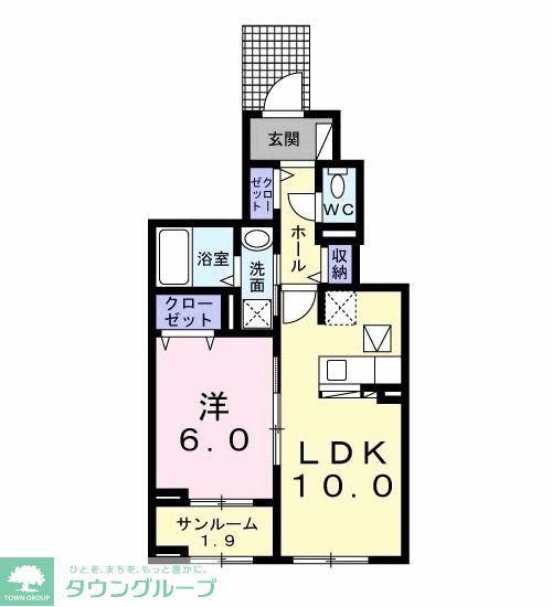 モナコI(1LDK/1階)の間取り写真