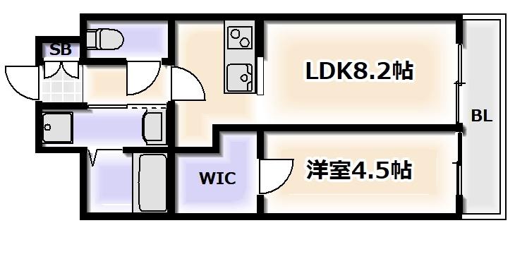シスイル遠里小野(1LDK/7階)の間取り写真