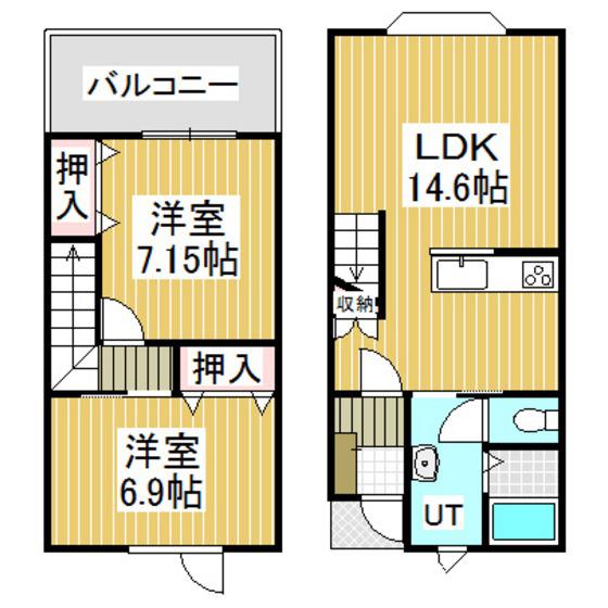 エタニティVIII(2LDK/1階)の間取り写真