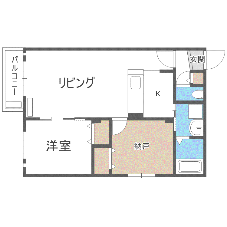 ティーズコートしんかわ(2LDK/3階)の間取り写真