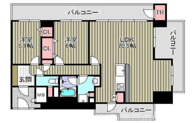 プレファシオ中百舌鳥(2LDK/4階)の間取り写真