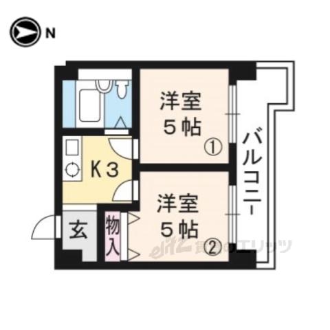 アメニティ京都二番館(2K/7階)の間取り写真