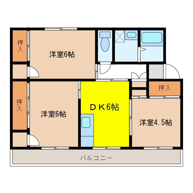 ヴィラナリー安八 A(3DK/4階)の間取り写真