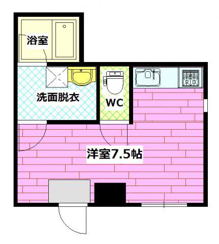 紀陽ビル(ワンルーム/1階)の間取り写真
