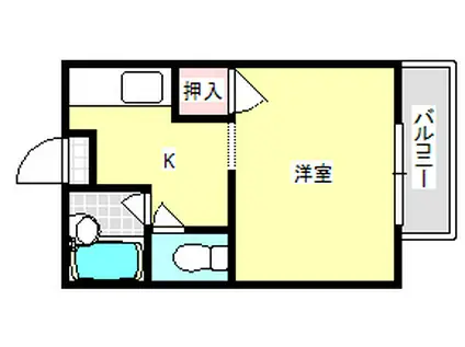 ことぶきKV(1K/2階)の間取り写真