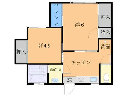 ふらわあビル(2K/3階)の間取り写真