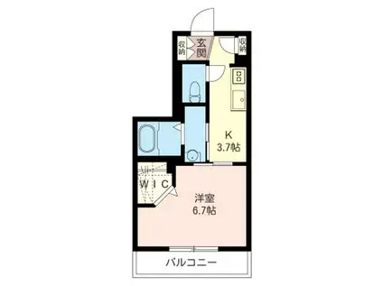 プラース緑園(1K/1階)の間取り写真