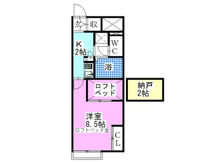 レオパレス旭ヒルズII(1K/1階)の間取り写真