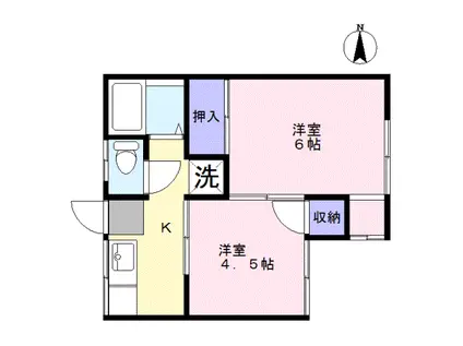 清光ハイツ(2K/2階)の間取り写真