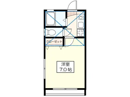 ウエスト・ヒルズ(1K/1階)の間取り写真