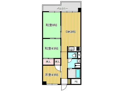 銀杏町庄司マンション(3DK/3階)の間取り写真