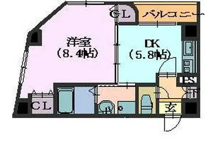 シャトル本山 Bタイプ(1DK/2階)の間取り写真