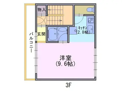 フレッシュハウスタテオカ(ワンルーム/3階)の間取り写真