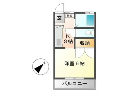 ハィメゾン葉田A棟(1K/1階)の間取り写真