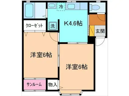 グラシアス粟津(2K/1階)の間取り写真