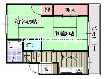 マンション旭畔(2K/3階)の間取り写真