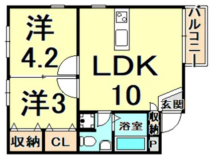 阪急今津線 甲東園駅 徒歩7分 2階建 築29年(2LDK/2階)の間取り写真