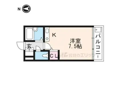 高槻クリスタルビル(ワンルーム/5階)の間取り写真