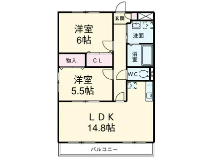 あおなみ線 南荒子駅 徒歩15分 3階建 築20年(2LDK/2階)の間取り写真