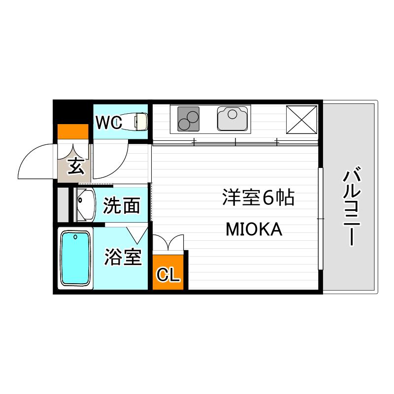 ファイブコート阪南町(ワンルーム/8階)の間取り写真