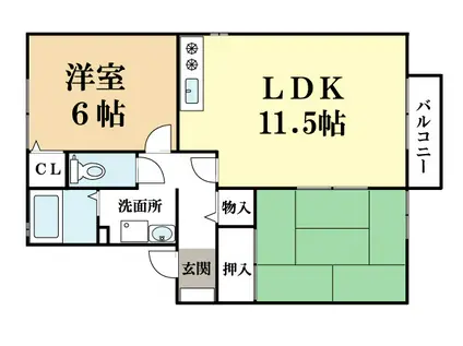 グランメール精華台(2LDK/1階)の間取り写真